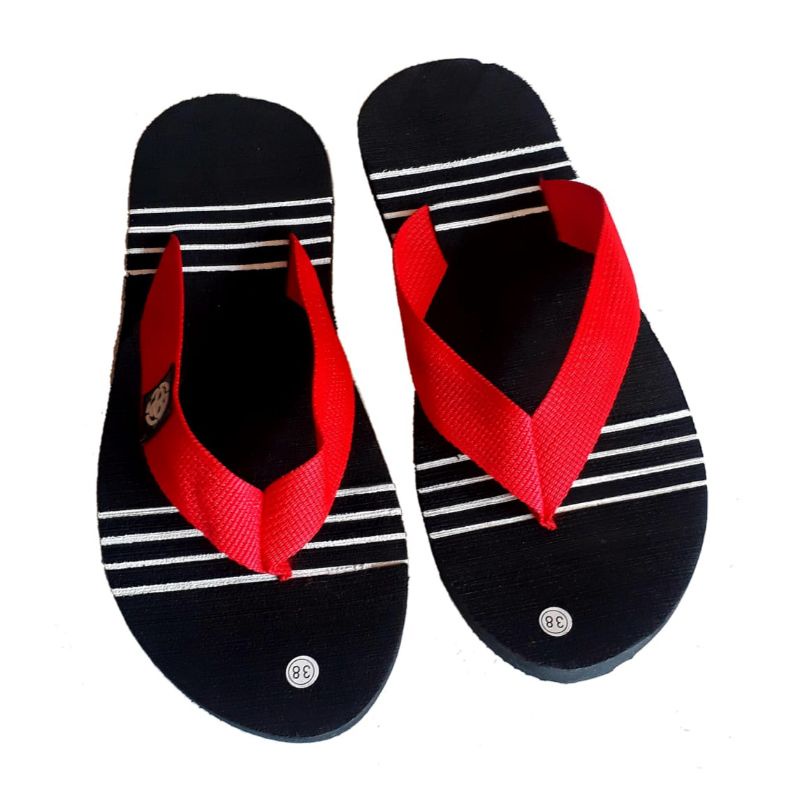 Sandal Cowok Sandal Jepit Garis Putih