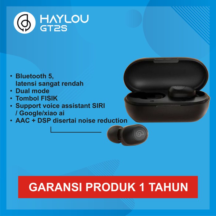 Haylou GT2S TWS Bluetooth Headset AAC DSP Wireless Stereo GT2S