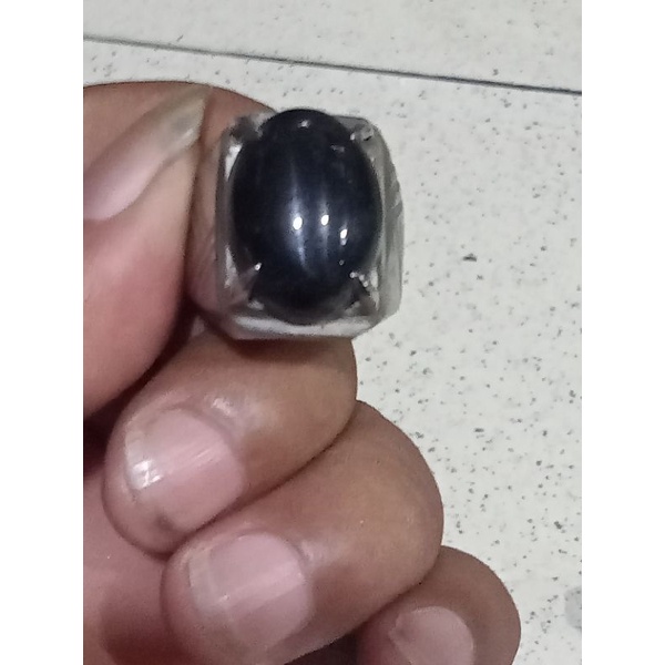 (COD)CINCIN PRIA  BLACK ONYX CINCIN BATU AKIK, BATU HITAM - SUPER EKSLUSIF - Silver  cincin pria titanium stainlesstel black onyx premium CINCIN PRIA TITANIUM COOL BLACK ONYX