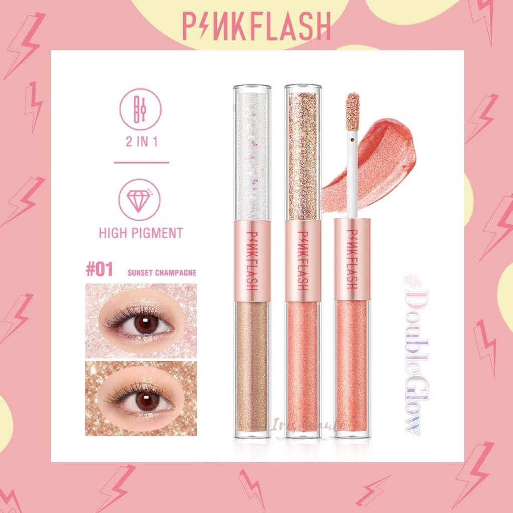 PINKFLASH DoubleGlow 2 in 1 All Glow Liquid Eyeshadow Waterproof / Pinkflash All Glow Liquid Foundation