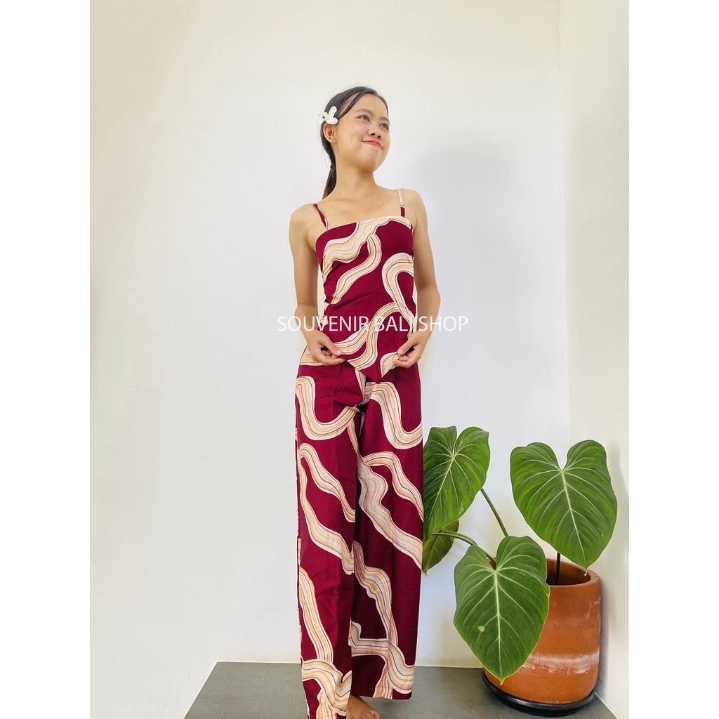 Baju Setelan wanita Crop TankTop Bandana Kekinian Motif VANESA/ Set Crop Wanita  Rayon Bali dingin/ 