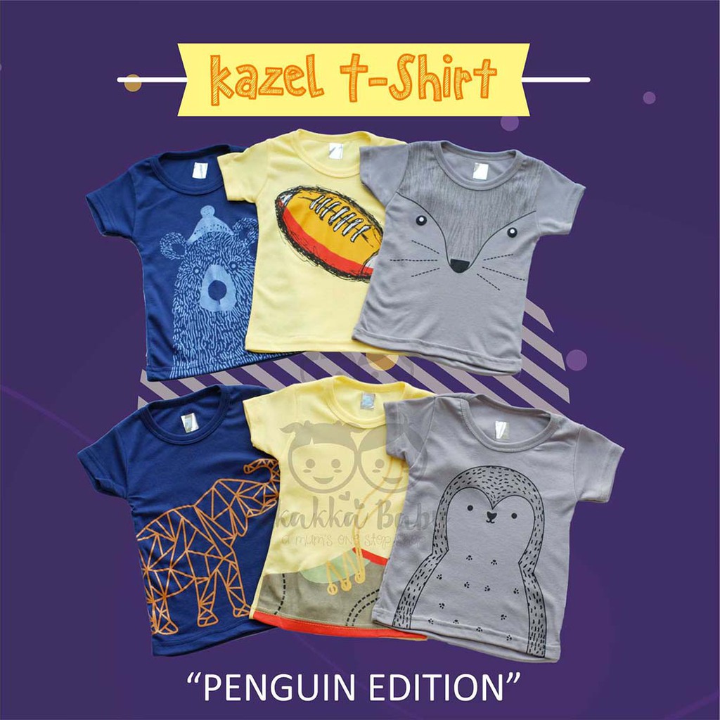 Kazel T shirt Unisex Penguin Edition  isi 6pcs Baju  Kazel 