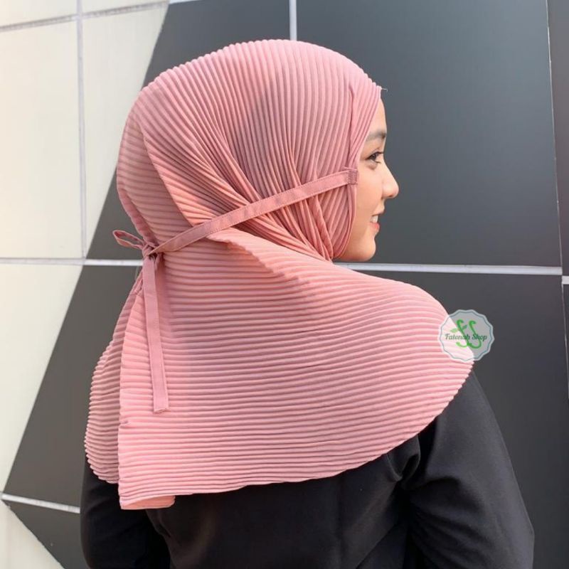 Jilbab instan plisket diamond tali bergo sa'i hijab terbaru viral ( jilbab plisket ) fatonah shop