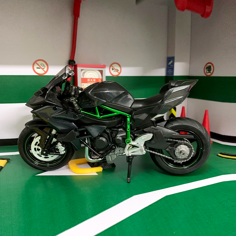 Miniatur Diecast Motor Kawasaki Ninja H2R H2R Skala 1 / 12 Bahan Alloy Warna Hitam Untuk Koleksi