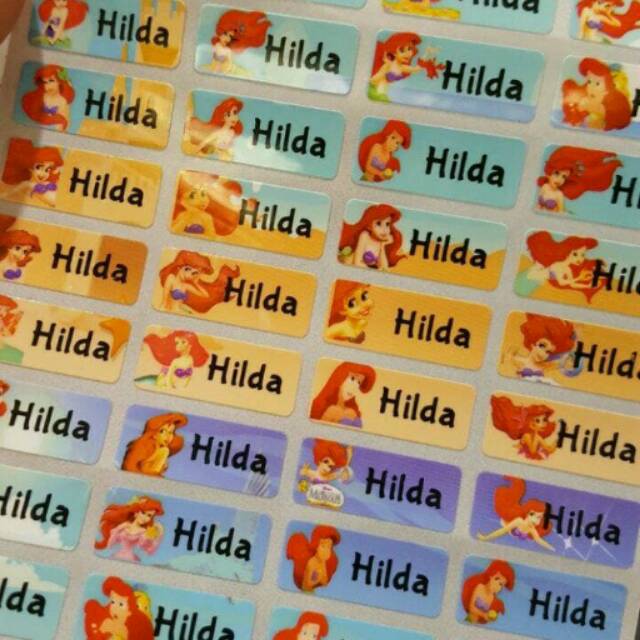 

sticker label nama waterproof Princess Ariel 1.
