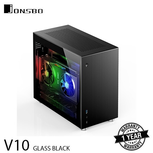 JONSBO CASE V10 BLACK GLASS MINI ITX