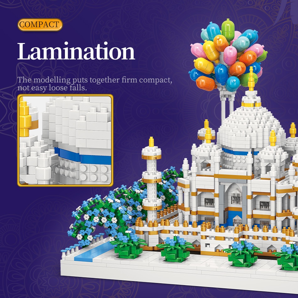 Taj Mahal Ornamen model Taman puzzle Rakitan micro Partikel Blok Bangunan Mainan