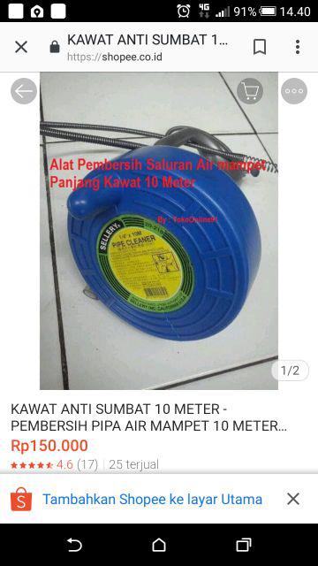 Kawat Anti Sumbat 10 Meter - Pembersih Pipa Air Mampet 10 Meter Sellery