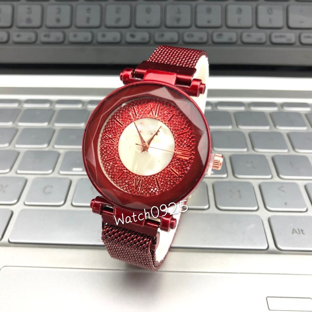 【&COD】Jam Tangan Wanita Jam tangan Analog IMport  Jam Magnet RantaI Jam Munrah Harga Grosir-W116-Merah