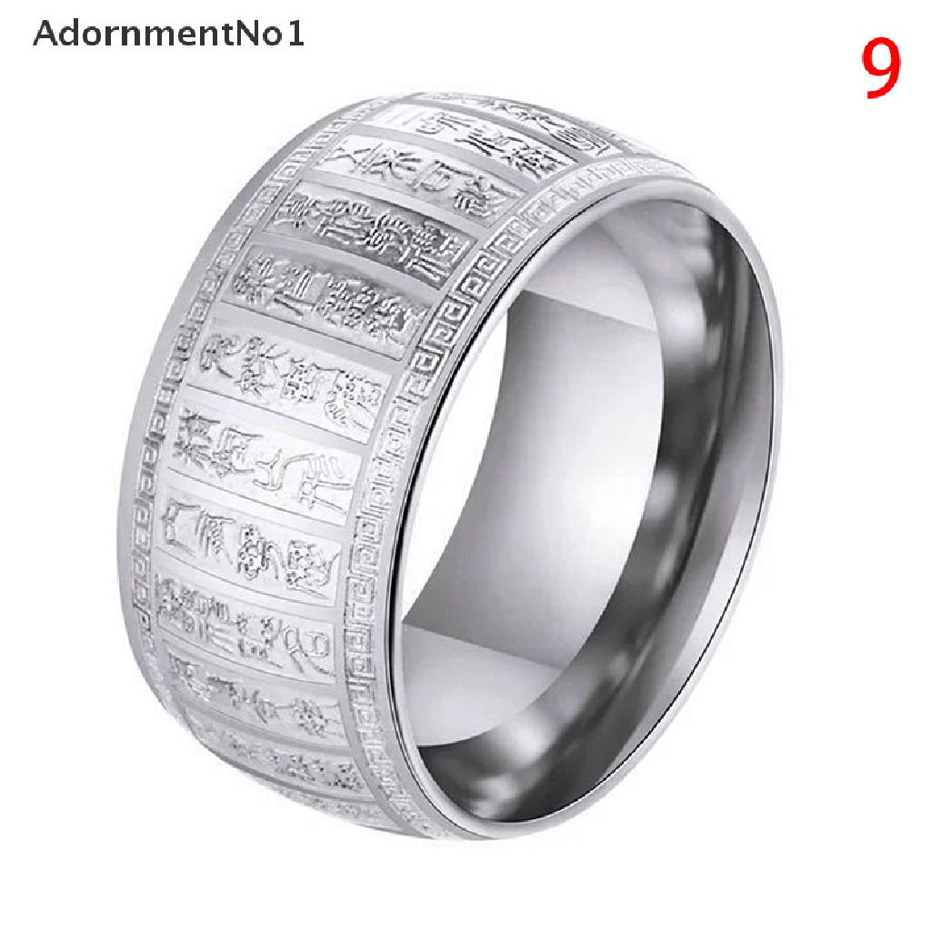 (AdornmentNo1) Cincin Titanium steel Lebar 11mm Motif Mantra Cina Untuk Pria