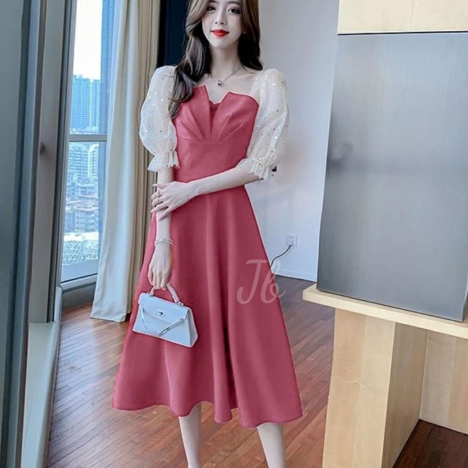 LANGSUNG ATC.. FWG - DRESS KIMNARA / DRESS CASUAL MEWAH WANITA / DRESS KOREA TERBARU WANITA / DRESS 