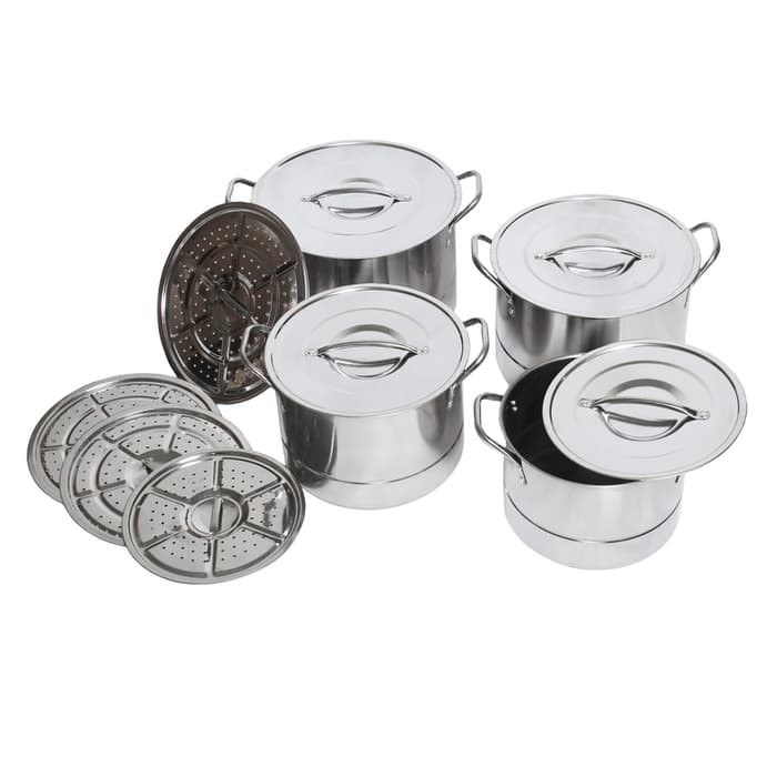 Trisonic panci steamer stock pot set ST 1300/panci kukusan stainless