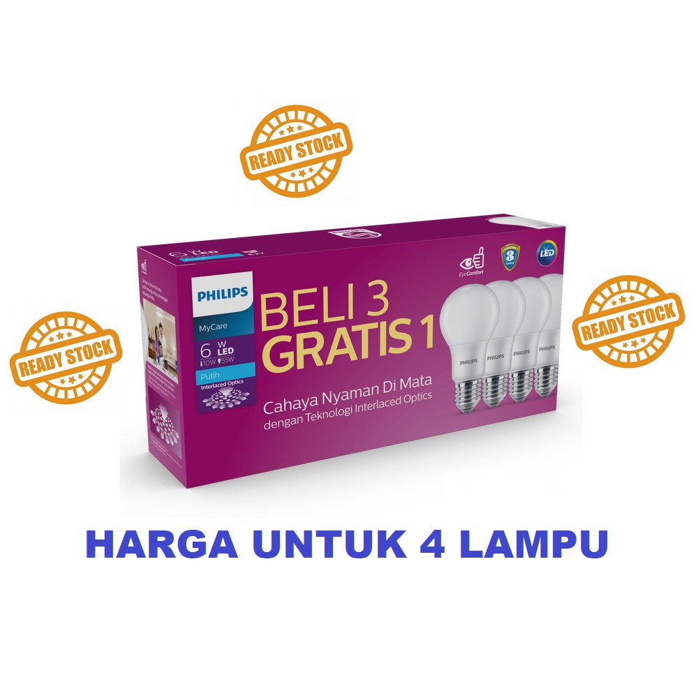 Jual Lampu Philips LED Paket 6 Watt - LED Multipack 6W 6Watt - 3 Gratis