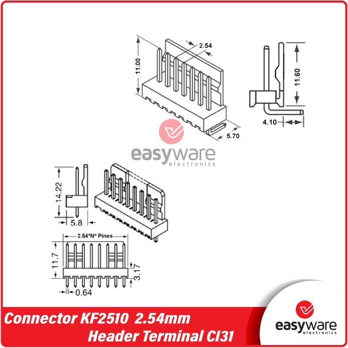 Molex KF2510 7P 7 Pin 7Pin 2.54mm Header Terminal CI31 Connector 2.54mm