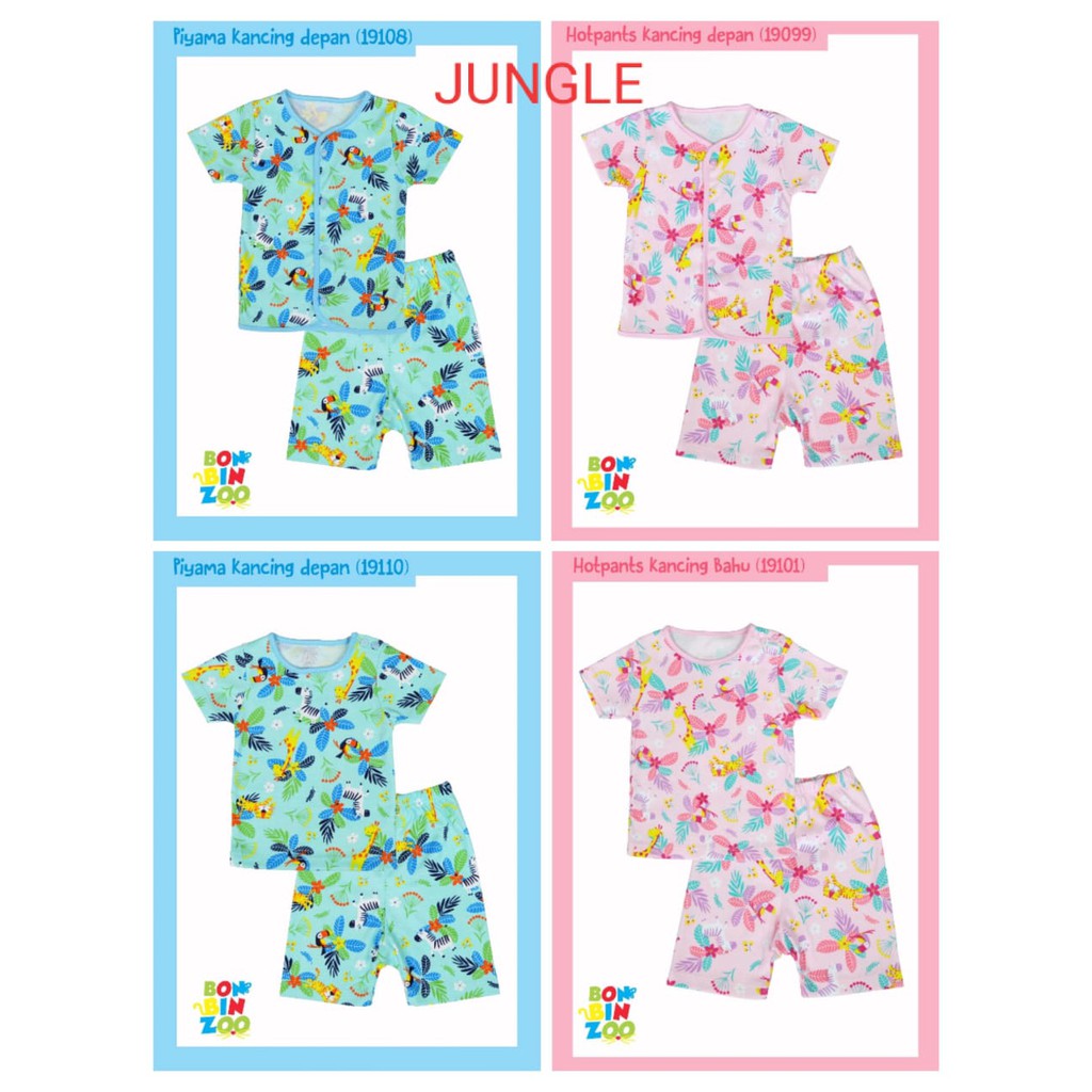 Bonbinzoo Setelan piyama anak Pendek FULL PRINT lembut SNI 0-12 bln setelan baju anak / baju bayi