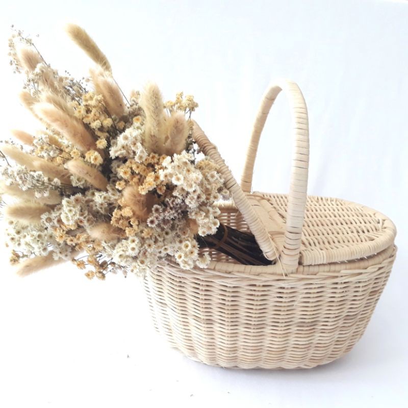 Keranjang Piknik Rotan/Keranjang Anyaman Rotan