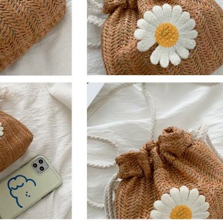 ☉ Mouseman - Tas Selempang Rajut Motif Bunga Daisy / Tas Serut ✴