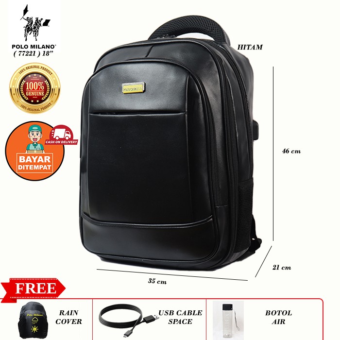 TAS PUNGGUNG PRIA MURAH POLO CAVALLO - 77221 - TAS RANSEL LAPTOP KEKINIAN MULTIFUNGSI FREE BOTOL!!