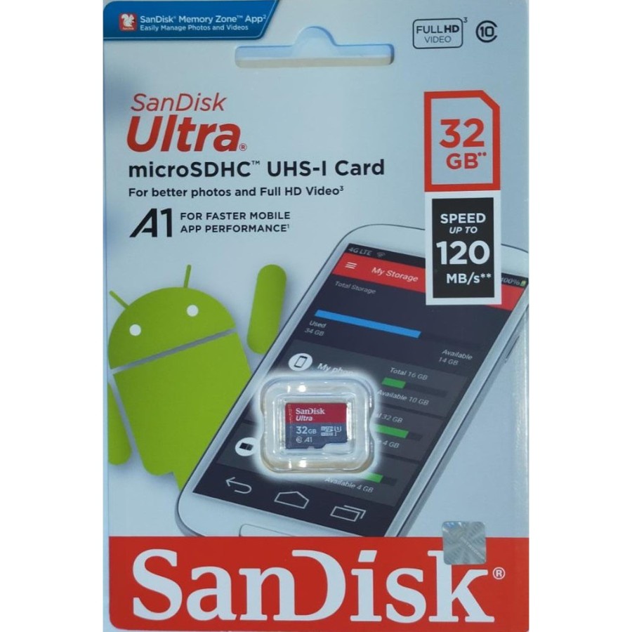 SanDisk Ultra Micro SD 32GB 120MBps A1 Micro SDHC