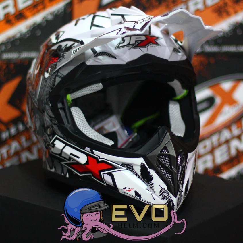 PAKET GANTENG_JPX CROSS MOTIF ORIGINAL + GOOGLE SNAIL (ONGKIR TERMURAH 2 KG) HELM JPX TERBARU