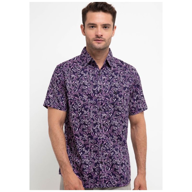 Kemeja WALRUS STUDIO Original Motif Floral Ungu
