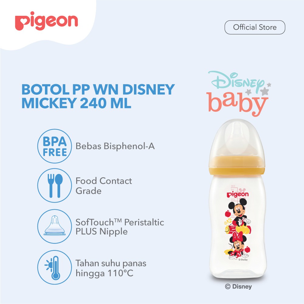 Castle - PIGEON Botol PP Clear Wide Neck Mickey - Botol Susu Pigeon