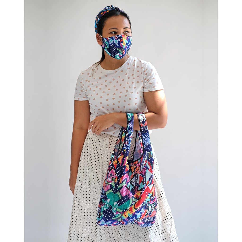 Tas Belanja Shopping Eco Friendly / Tas Serbaguna / Tas Lipat / Foldable Bag + Matching 3 Ply Mask D