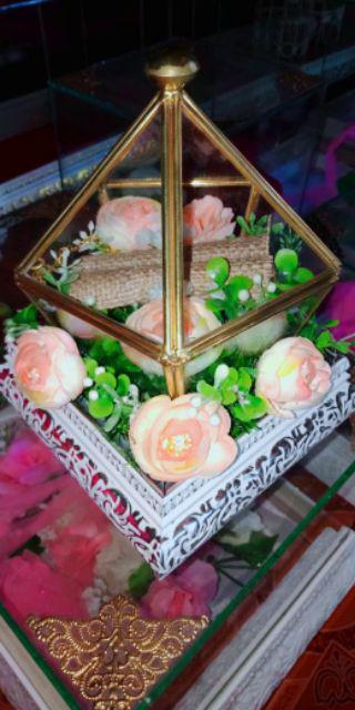 Ring Bearer Tempat Cincin Kaca Terarium Frame Rustic