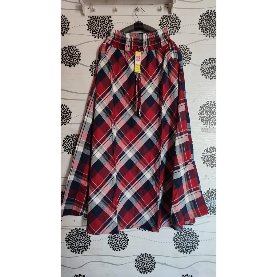 ROK FLANEL IMPORT PANJANG/ROK TARTAN/ROK KOTAK PAYUNG-1
