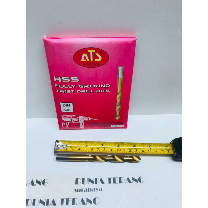 Mata Bor Besi ATS 10,5mm Kuning - HSS TiN Coated Fully Ground Twist Drill Bits 10.5 10,5 mm