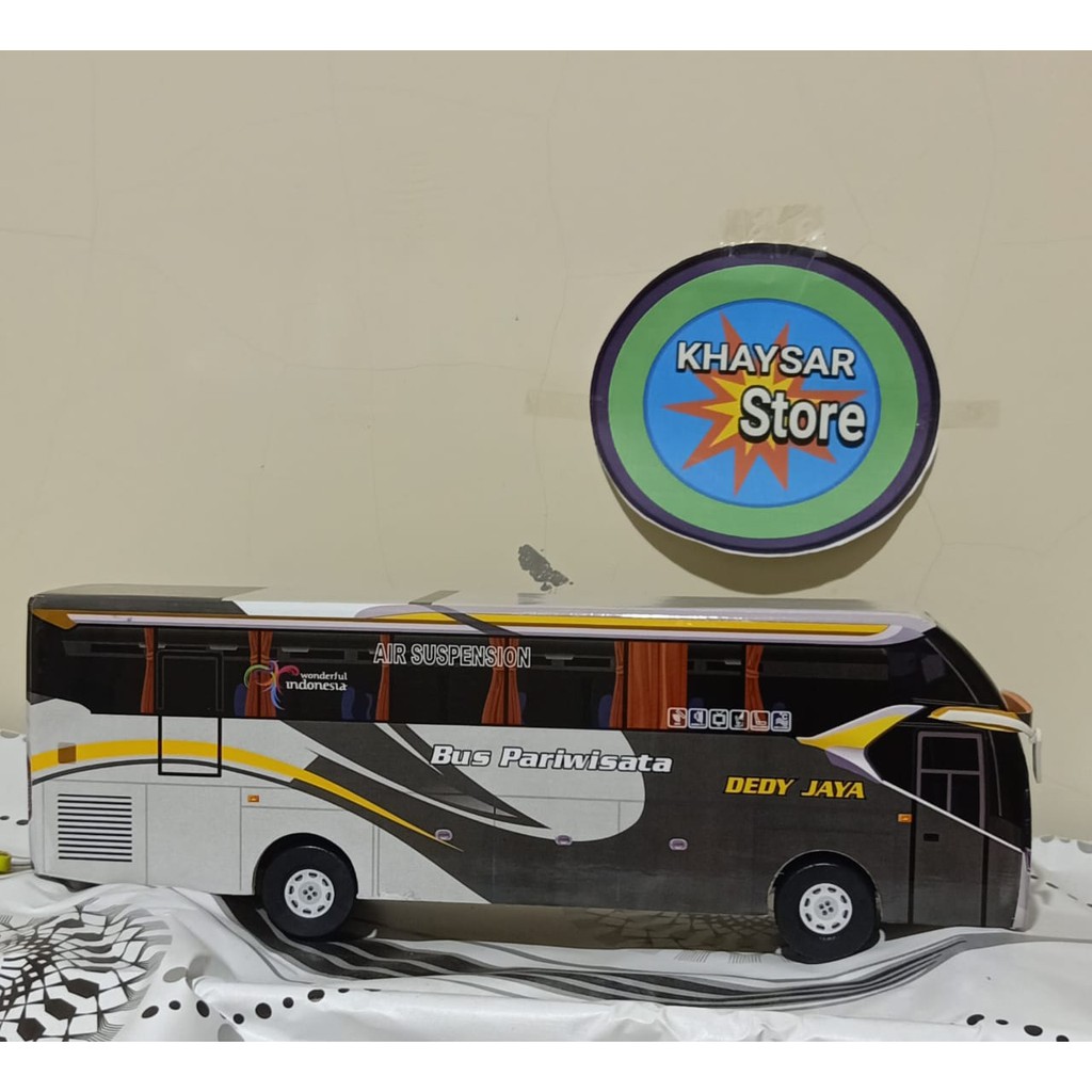 miniatur bus bis mainan bus bis shd pariwisata dedy jaya