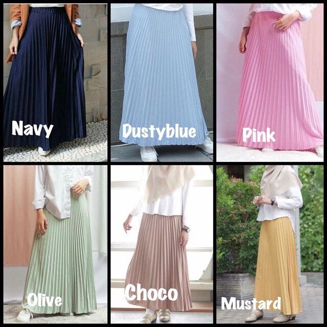 Rok plisket murah polos rempel muslimah skirt sale