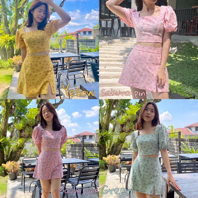 ONE SET WANITA BEST SELLER / ONE SET CROP TOP / ONE SET WANITA BUNGA KOREA