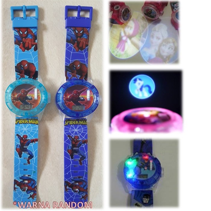 [PA] JAM TANGAN ANAK MURAH KARAKTER PROYEKTOR LASER LAMPU SUARA SPIDERMAN / CARS / JA008