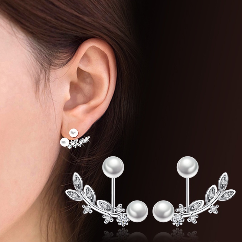 925 Perak Anting-Anting Wanita Anting-Anting Daun Perhiasan Fashion EH00014