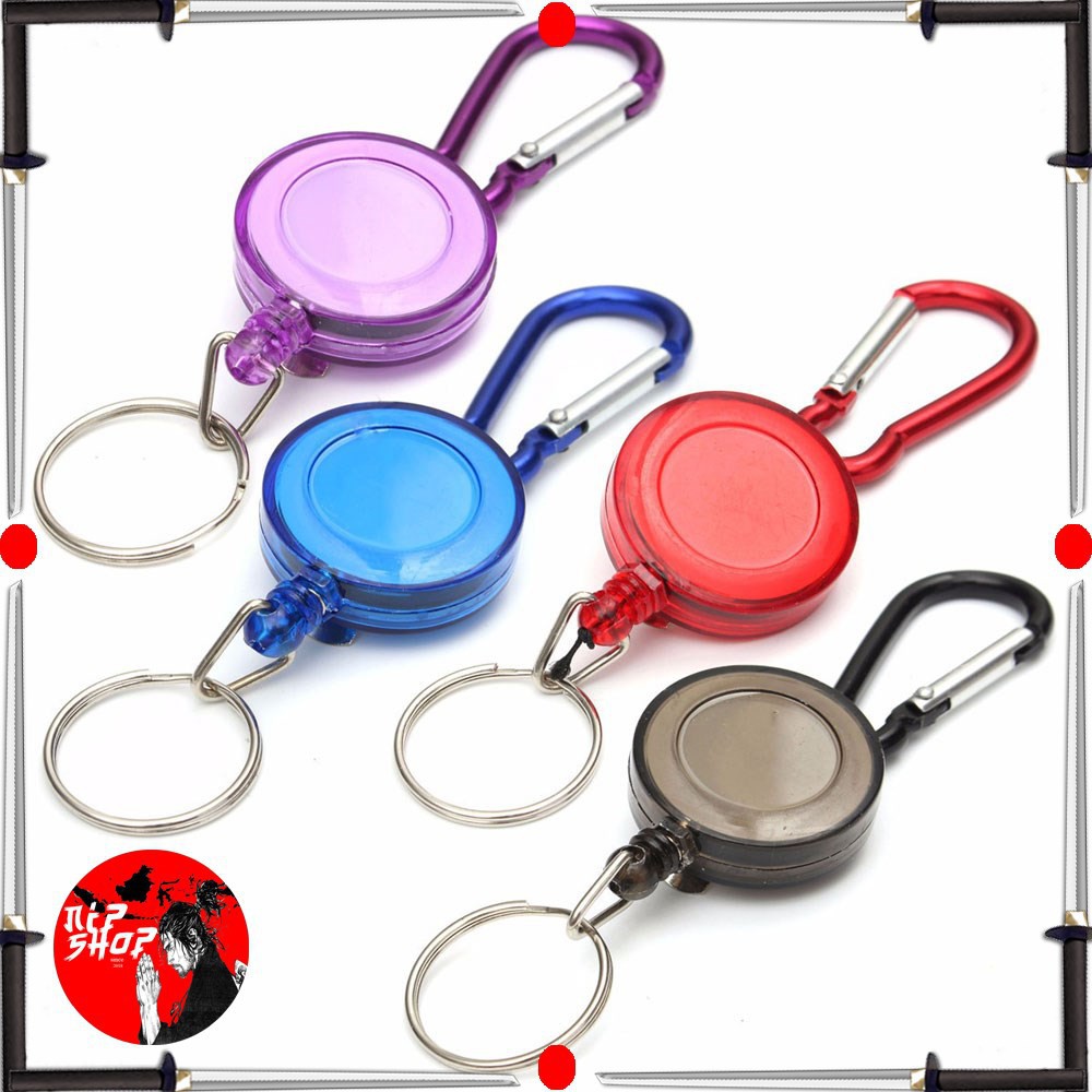 Grab Medan Multifunctional Retractable Carabiner with Key Chain - HItam