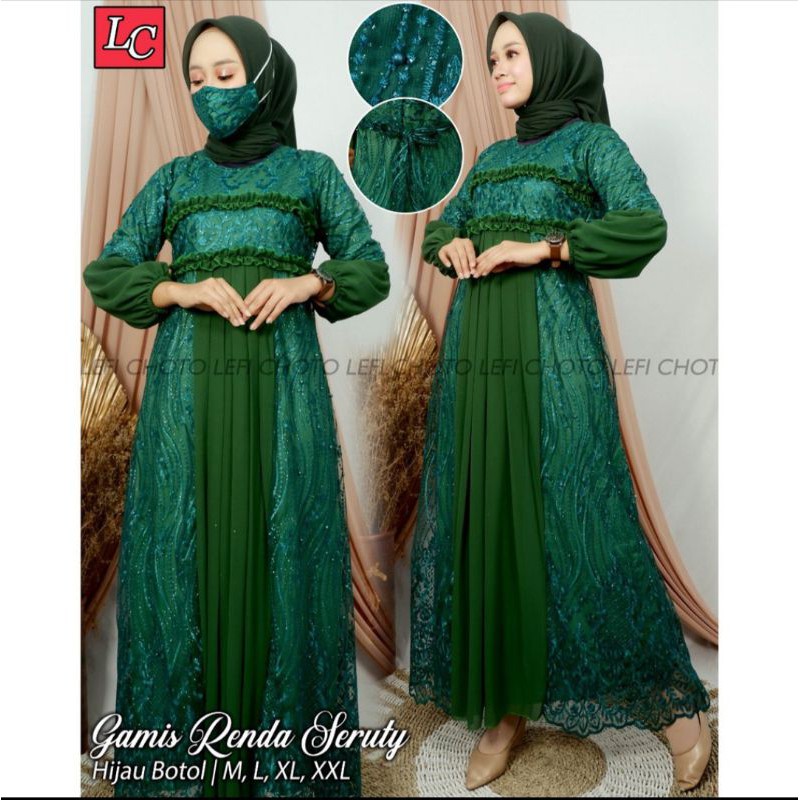 Gamis Tille Renda Ceruty, Kebaya Gamis Tille Mix Ceruty Terbaru