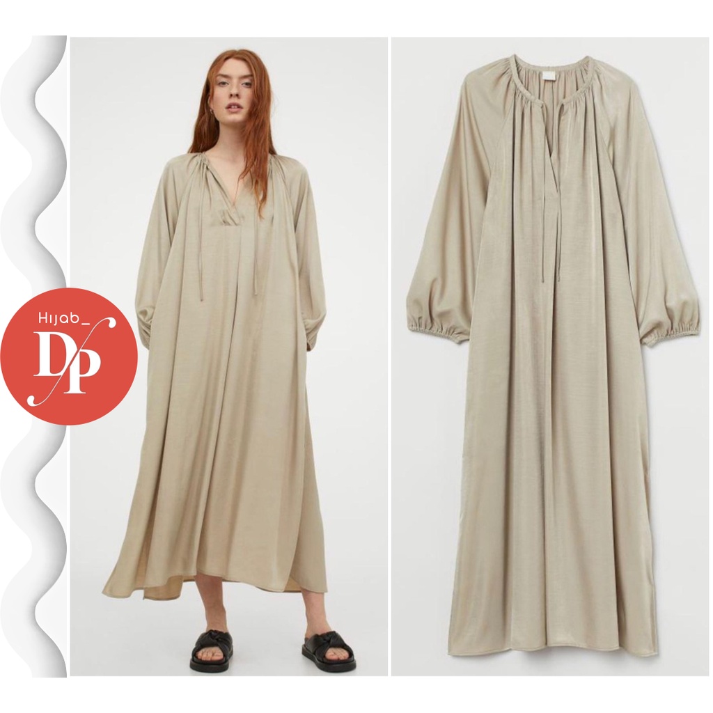 Dress Korea Muslim Keynes Maxi Fashion Wanita Muslimah Bahan Linen Adem