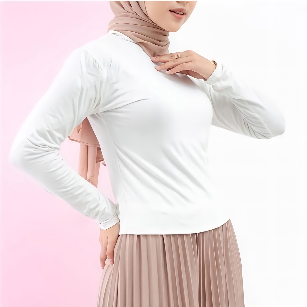 Manset Baju Inner Basic Polos Wanita Lengan Panjang Bahan Spandek Rayon Premium