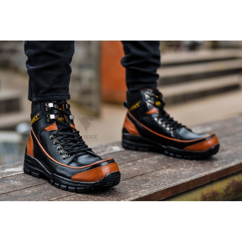 Sepatu Boots Safety Pria Skienz Argon Kulit Sapi Asli