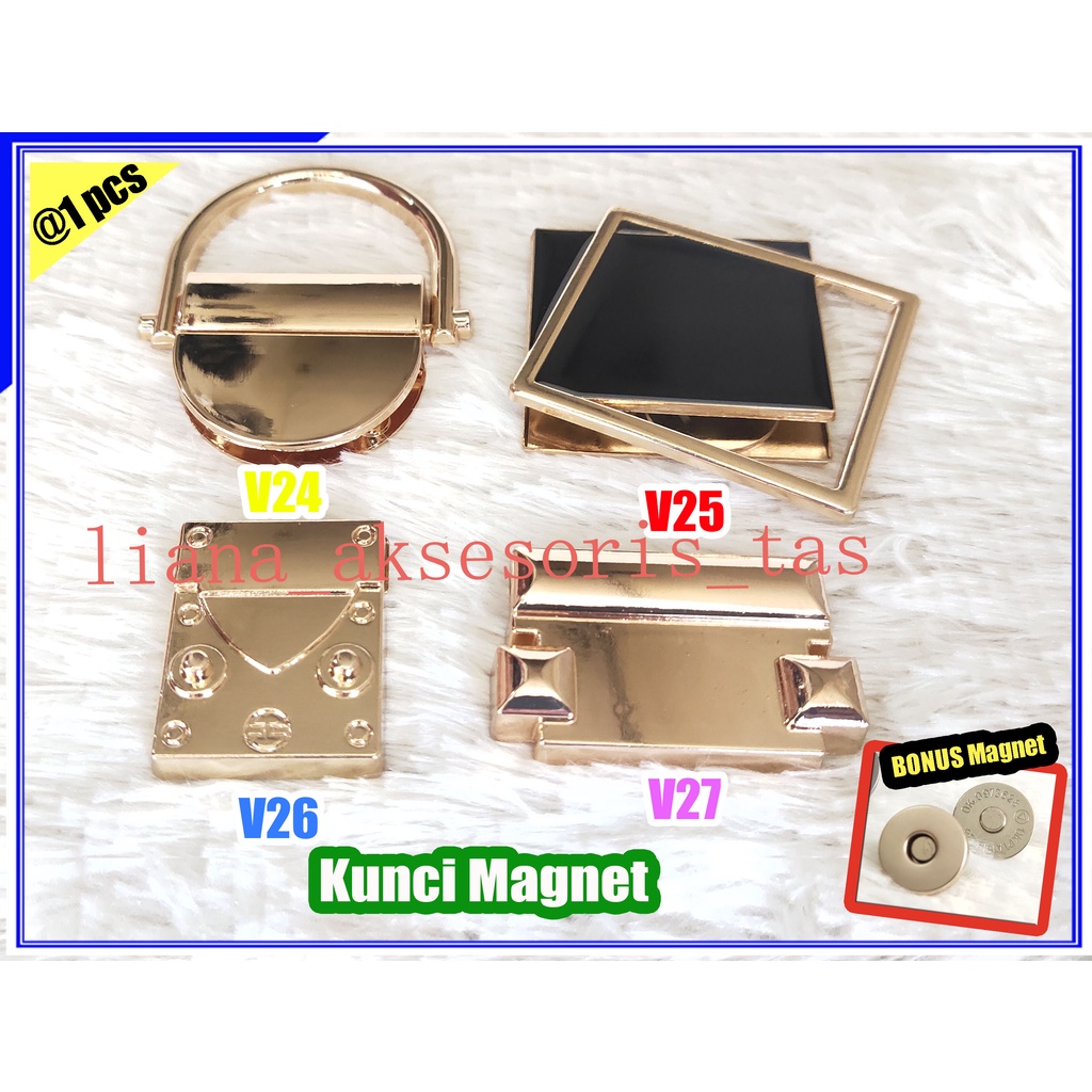 AKSESORIS TAS WANITA KANCING MAGNET - KUNCI TAS MAGNET VARIASI - KUNCI MAGNET TAS IMPOR (@1 PCS) VAR