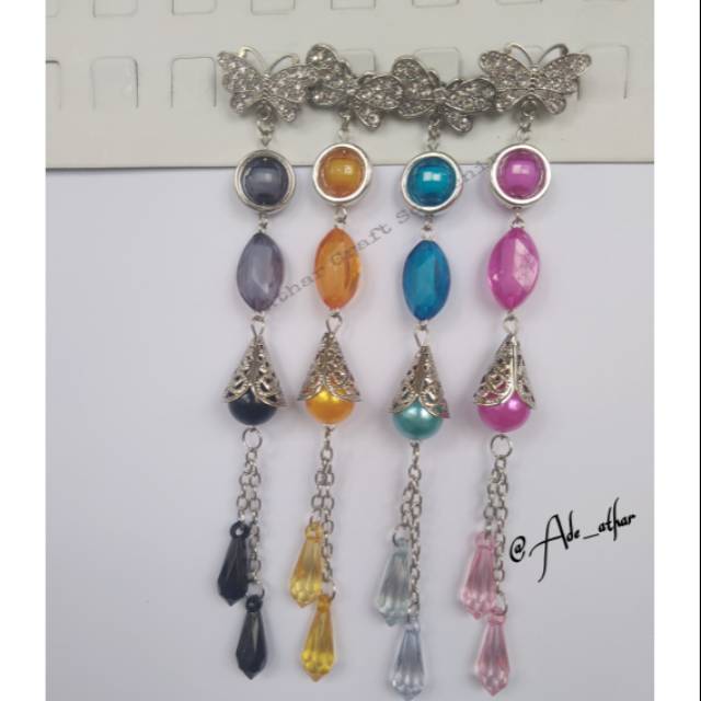 Grosir (isi 12 pcs) Bros Dagu juntai Lusinan / Bros dagu panjang Lusinan