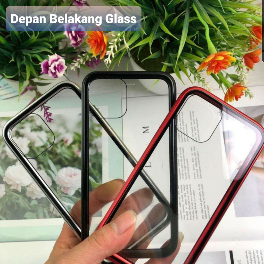 Case Magnetic DEPAN BELAKANG Realme C15 Premium 2in1 Double Glass