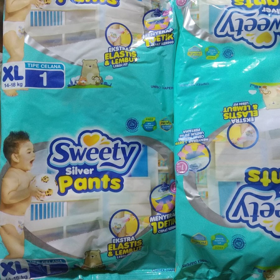 Diapers Sweety Silver Pants S 1 / M 1 / L 1 / XL 1 / Renceng 6pcs