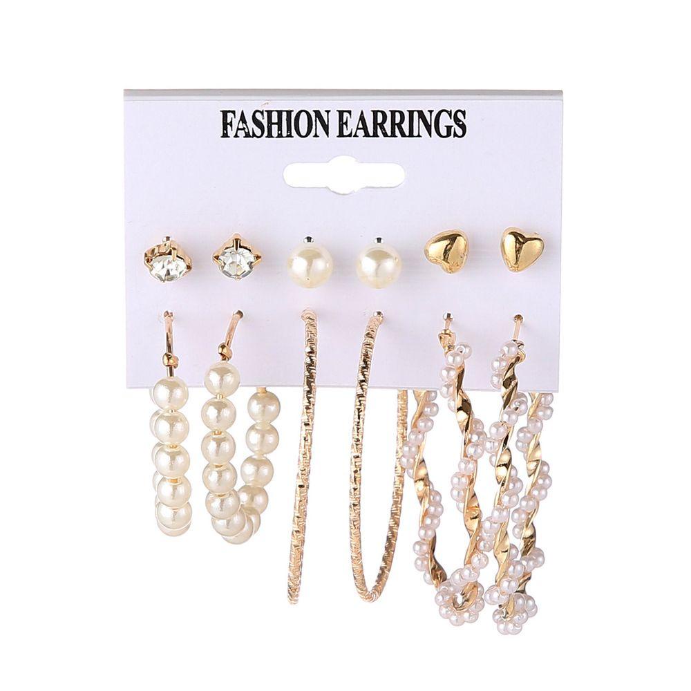 [Elegan] Anting Perempuan Fashion Vintage Mutiara Besar Manis Bentuk C Gaya Korea Ear Stud