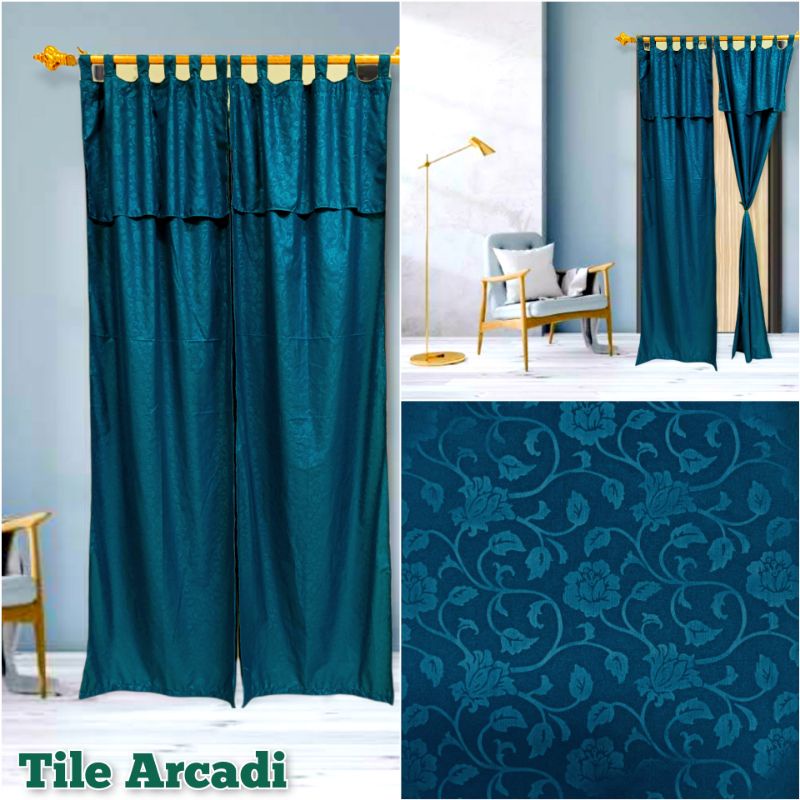 Hordeng Pintu Gorden Jendela Panjang Kordeng Kamar Tidur Poni Murah Motif -  EMBOS TILE ARCADI