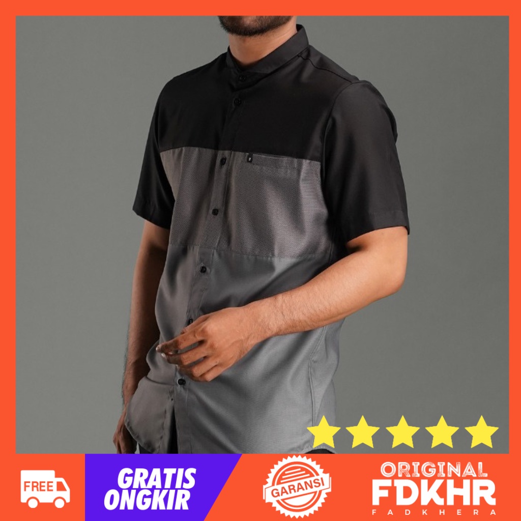 KEMEJA KOKO MODERN BAJU KERJA PRIA LENGAN PANJANG LENGAN PENDEK HIBR FADKHERA