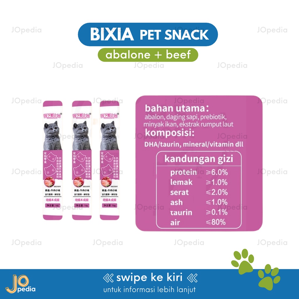 BIXIA Snack Kucing Cemilan Makanan Basah Strip Cat Creamy Treats