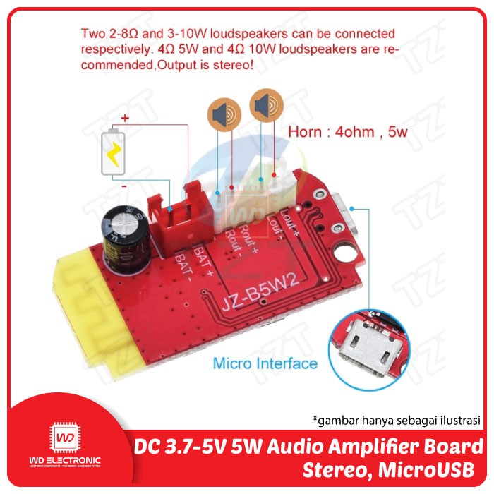 Modul Amplifier Bluetooth 4.2 3.7-5V DC 5W module