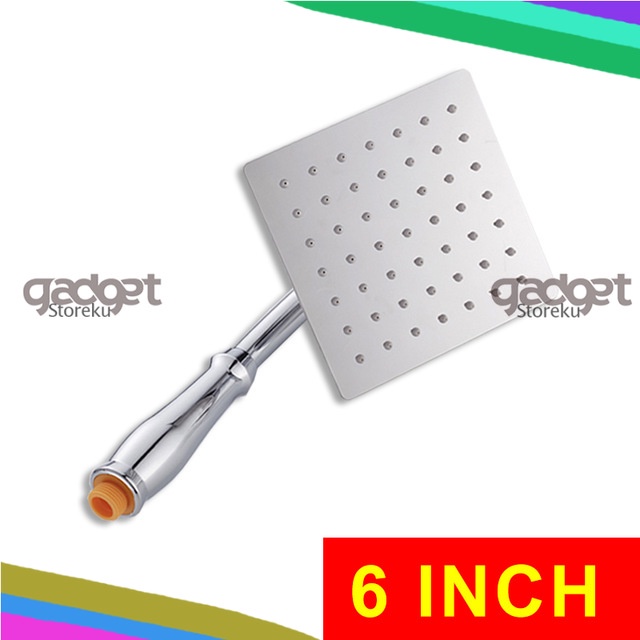 Kepala Shower Mandi Rainfall Mewah Stainless Steel Square Shower 6 Inch